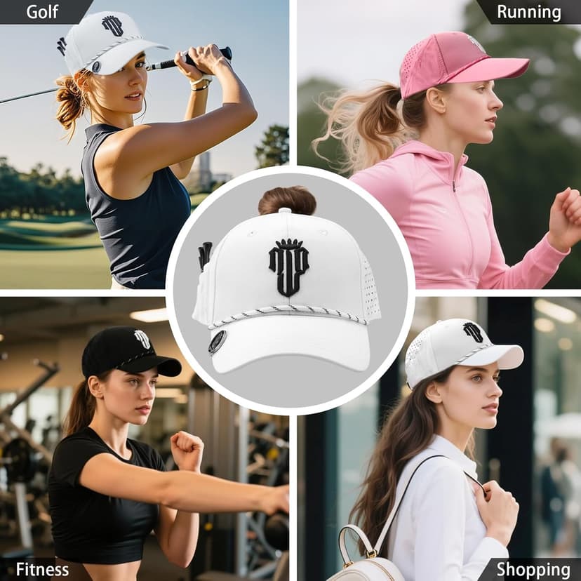 NJF Golf™ Adjustable Golf Cap for Women – Breathable Hat with Magnetic Ball Marker & Tee Holders, Lightweight Golf Hat