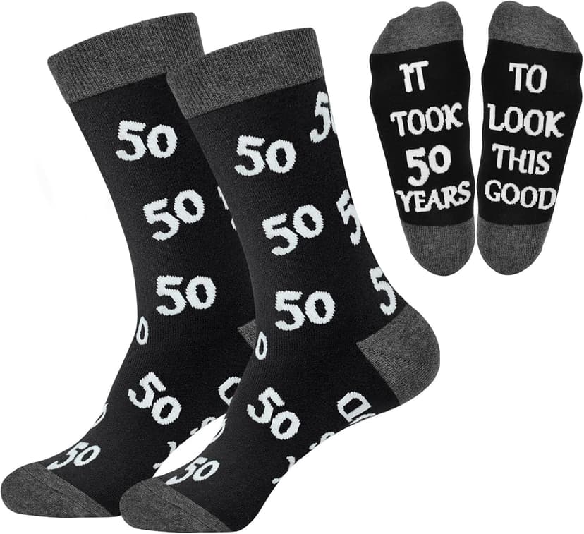 40th 50th 60th Birthday Gifts For Him, Men 40th 50th 60th Birthday Decorations, Cool Gifts Funny Crews Black Cotton Socks