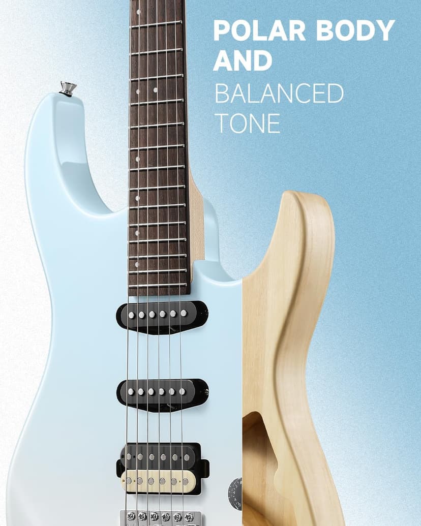 Donner DMT-66 39 Inch Full Size Electric Guitar for Beginner, Starter Electric Guitar Kit with Bag, Gradient Blue