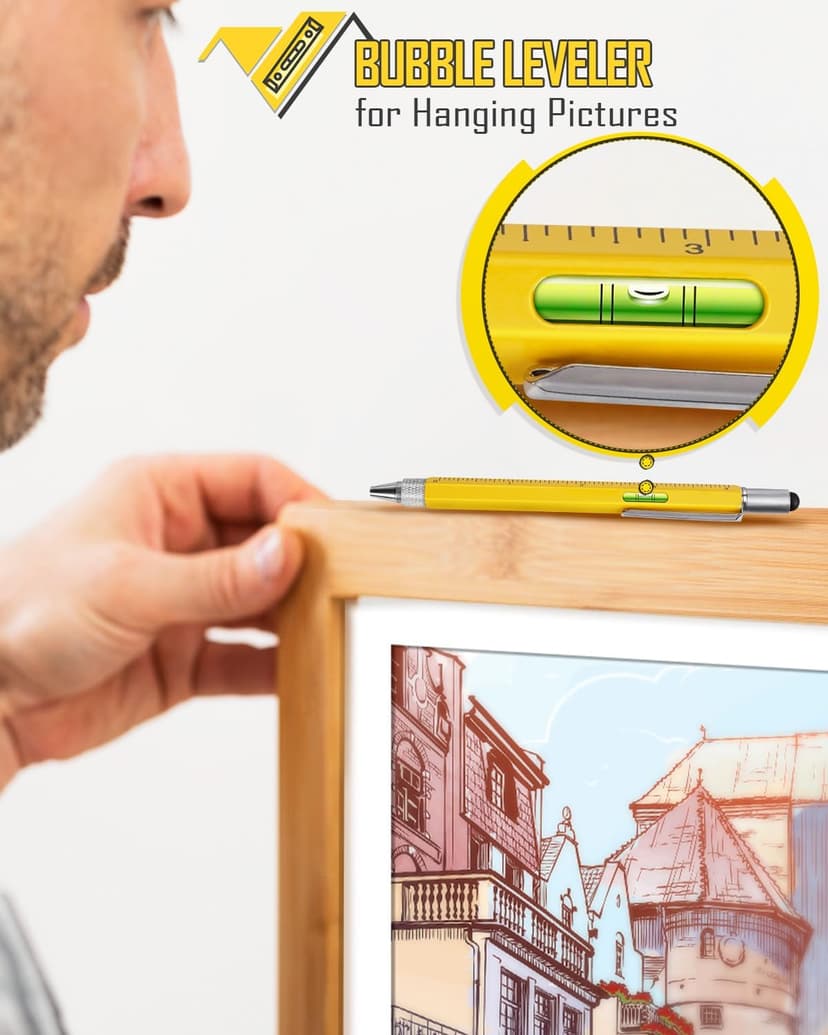 Gifts for Men Multitool Pen, Birthday Gifts for Dad Husband Him Adults, Father's Day Gifts from Daughter and Son, Cool Gadgets and Unique Gift Ideas for Construction Engineers, Woodworkers Carpenters