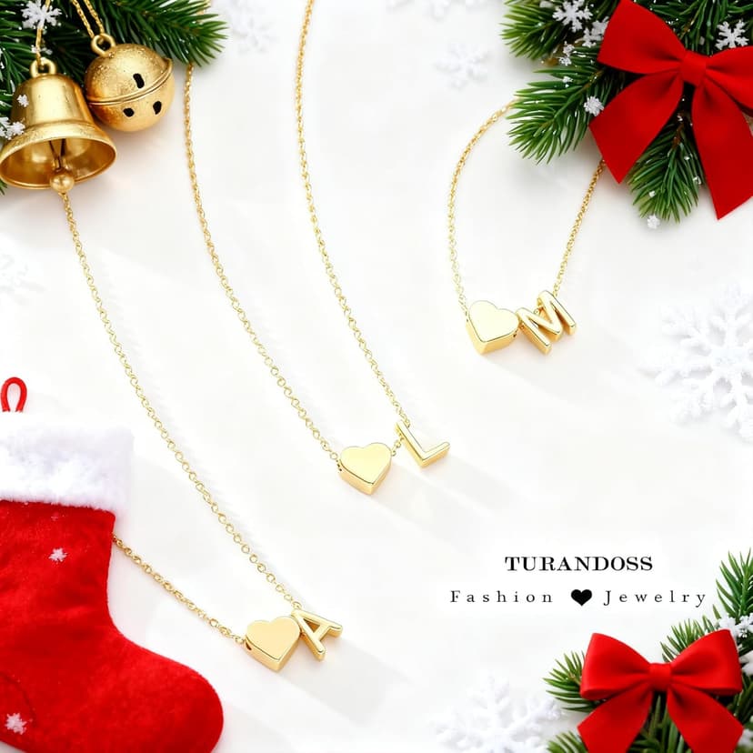 Turandoss Gold Heart Initial Necklace for Women Teen Girls - 18K Gold Plated Letter A-Z Pendant Necklace Dainty Heart Necklaces Tiny Initial Necklaces Birthday Gifts for Women Jewelry