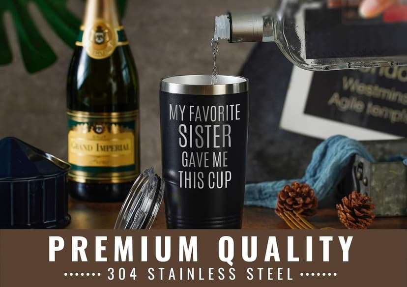 Onebttl Brother Gifts from Sister, Funny Gift Idea for the Best Brother for Christmas, Birthday, 20 oz Stainless Steel Insulated Travel Mug - My Favorite Sister Gave Me This Cup B0CZ73666S