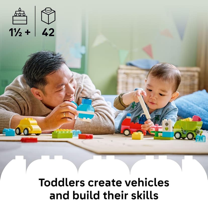 Building Toys for Boys & Girls, Ages 1.5+, Develops Fine Motor Skills, Learning Playset, 42 Pieces, Gift for Toddlers LEGO DUPLO My First Creative Vehicles 10474 B0FMS6DY4Q