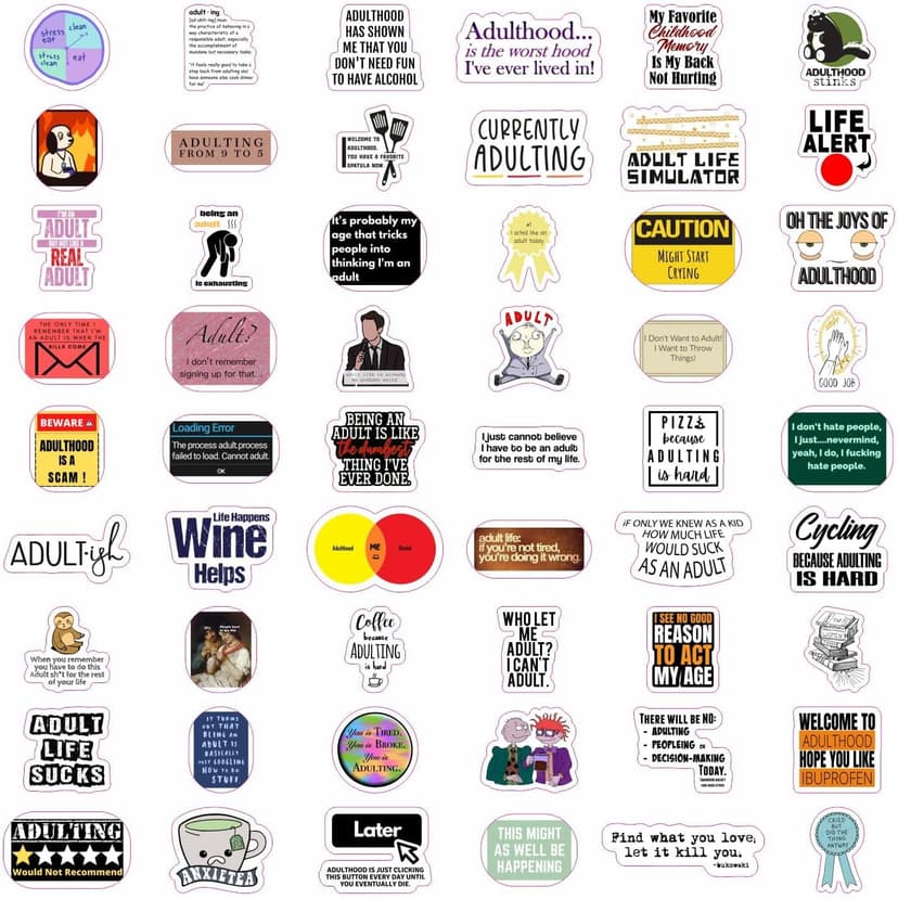 100Pcs Funny Adulting Stickers, Adulting is Hard Stickers, Funny Decals for Adults, Adult Reward Decals, Gifts for Women & Men B0C1S6BL2N