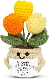 Thank You Gifts for Teachers Women, Daycare Teacher Gifts for Christmas, Emotional Support Crochet Doll, Stocking Stuffers OASSIE Christmas Teacher Gifts for Women - Soft Mini Positive Crochet Tulip B0DWMFPB7L
