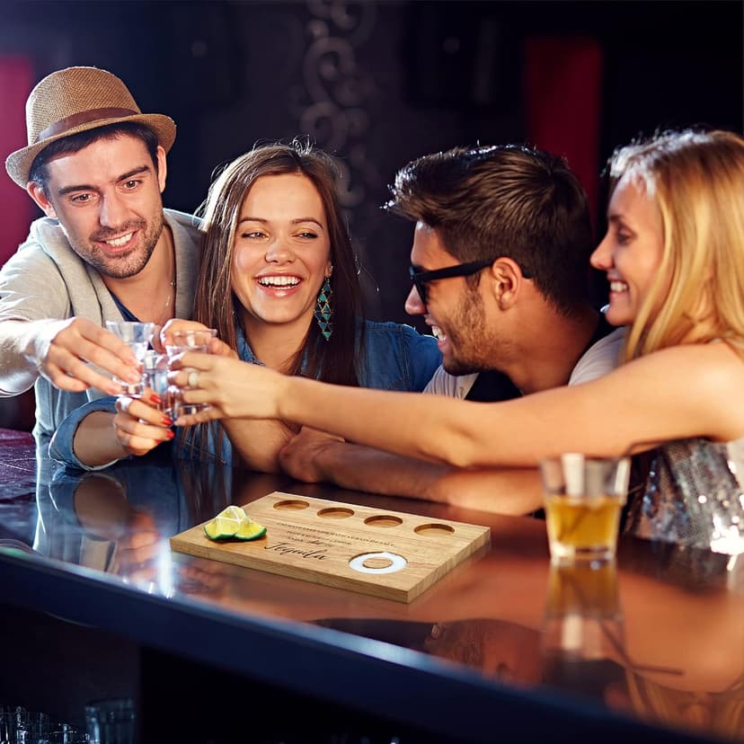 Tequila Shot Board Shot Glasses Serving Tray with Salt Rim Funny Shot Glasses Holder,Tequila Gifts for Housewarming,Liquor, Parties,Bar,Restaurant