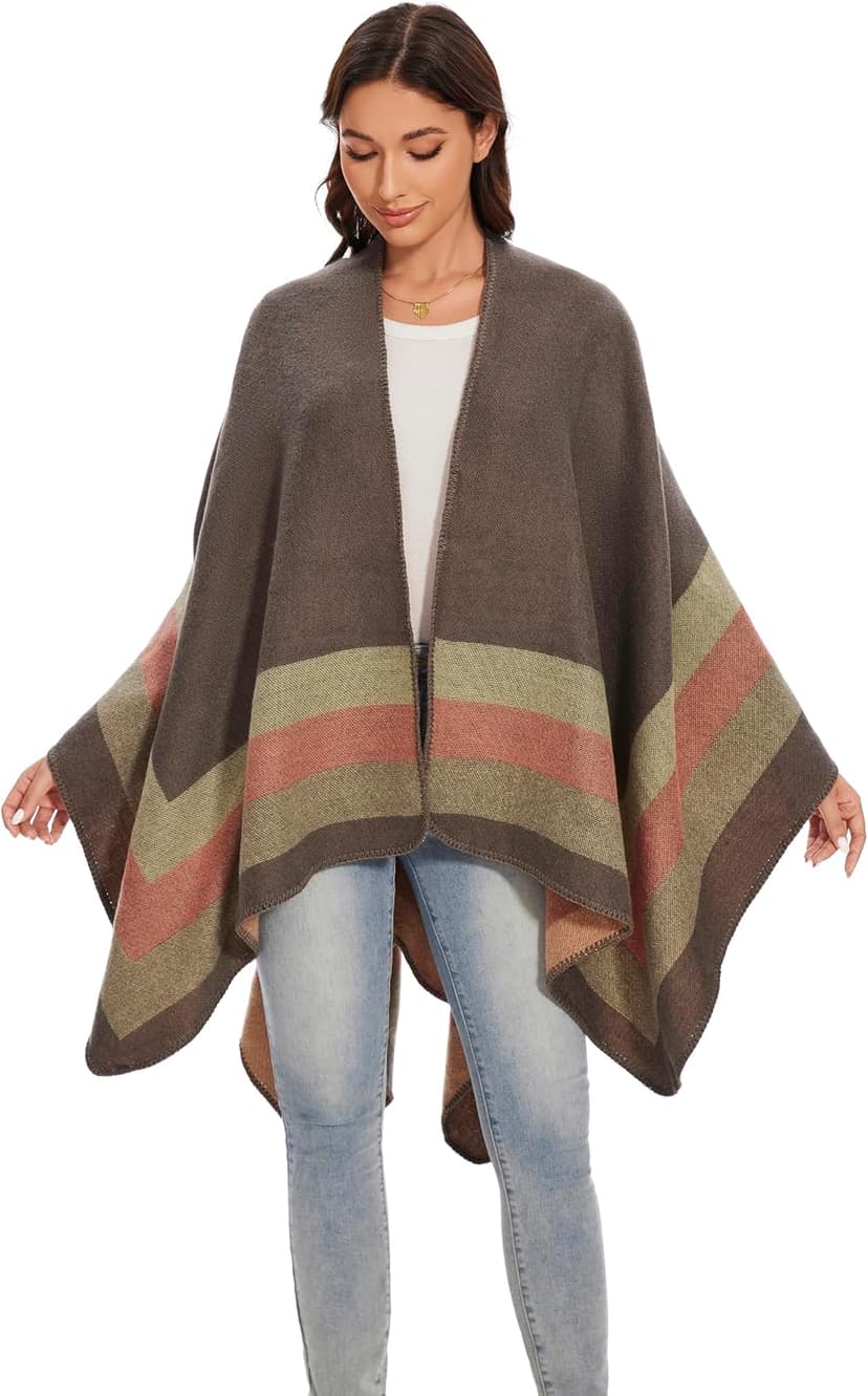 Shawl Wraps for Women, Elegant Knitted Cape Open Front Poncho Scarf Blanket Cardigan Coat for Spring, Autumn, and Winter B0B7B2BH9P