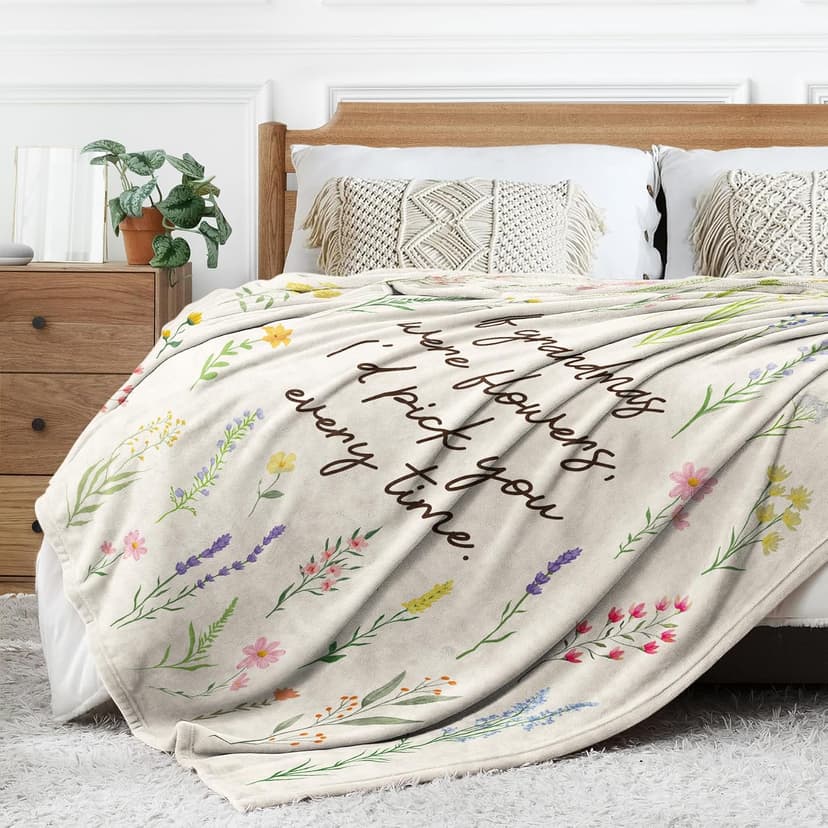Best Gifts for Grandma from Grandkids, Grandmother Gift on Grandparents Day, Christmas, Soft Throw Blankets 50'' x 60'' Grandma Gifts, Floral Blanket for Grandma Birthday Gift B0GBT218BS