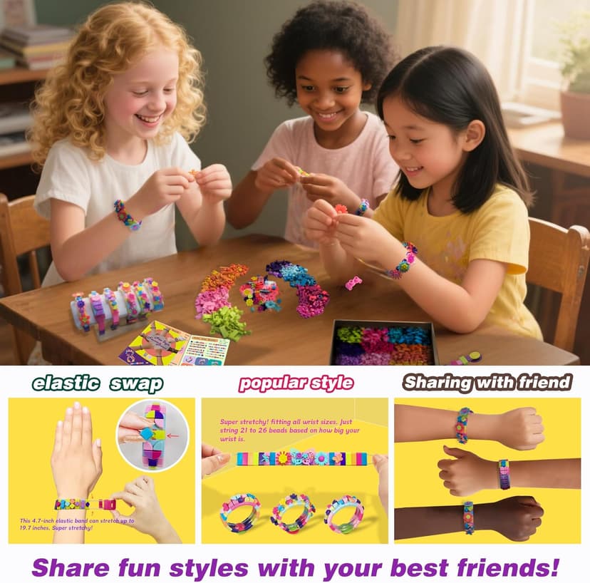 Coiinala Friendship Bracelet Making Kit for Ages 7+ Girl, 488-Piece DIY Charm Rubberband Bracelets Maker with Charm & Stickers, Craft Supplies Arts Maker Jewelry Making kit for Girls B0FCRF8D9B