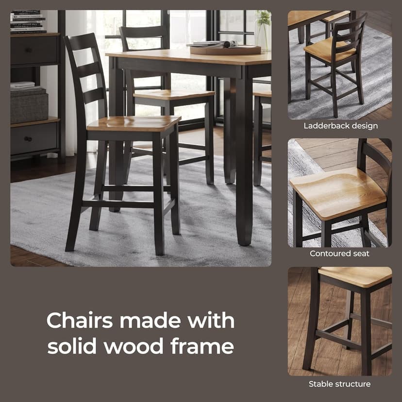 Signature Design by Ashley Gesthaven Counter Height Barstool, Set of 2, Adjustable Levelers, Solid Wood Frame, Natural/Brown
