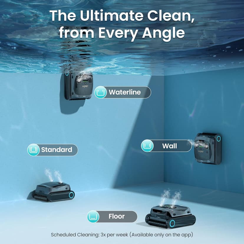 (2026 Upgrade) AIPER Scuba X1 Cordless Robotic Pool Cleaner with Micromesh Ultra-Fine Filter, Include Wireless Charging Dock, Cross Pattern Smart Navigation, Horizontal Waterline Scrubbing