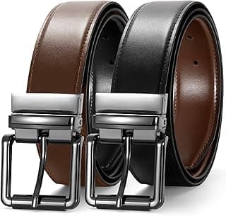 JASGOOD Men's Belt, Reversible Leather Belts for Men for Dress Pants, One Reverse For 2 Sides Casual Belt
