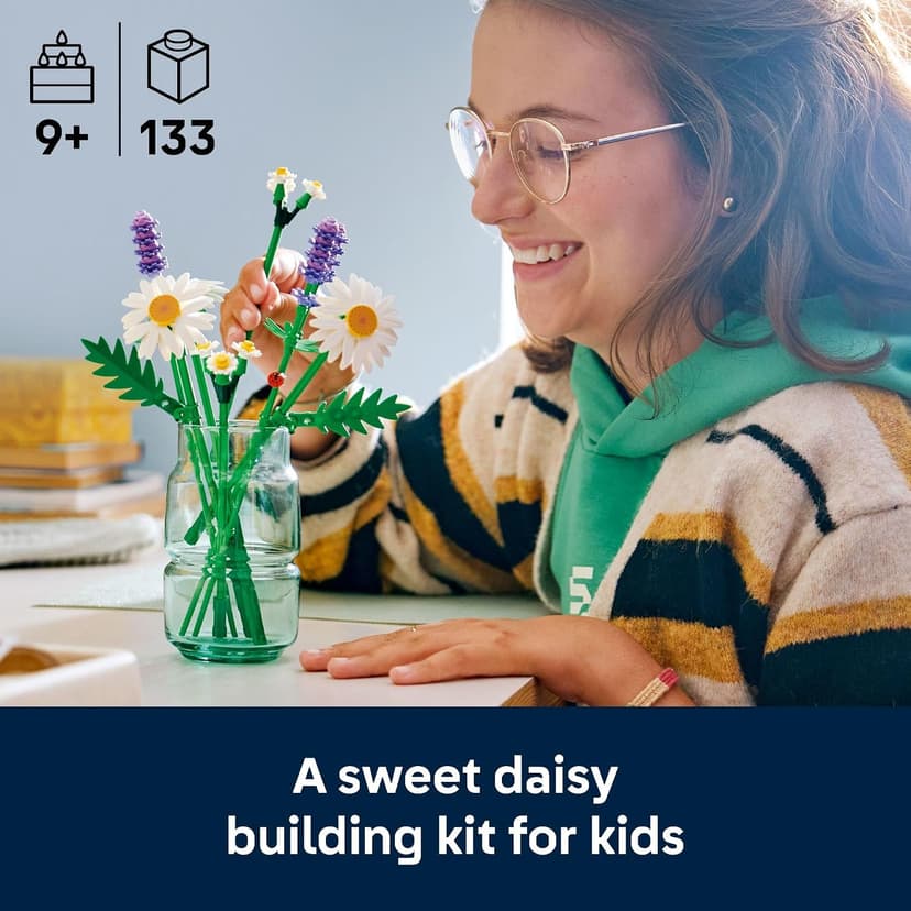 Building Toys for Girls & Boys, Ages 9+, Artificial Flowers Craft Kit, Home Décor & Display, 133 Pieces, Gift for Kids LEGO Botanicals Daisies 11508 B0FMS7CRHX