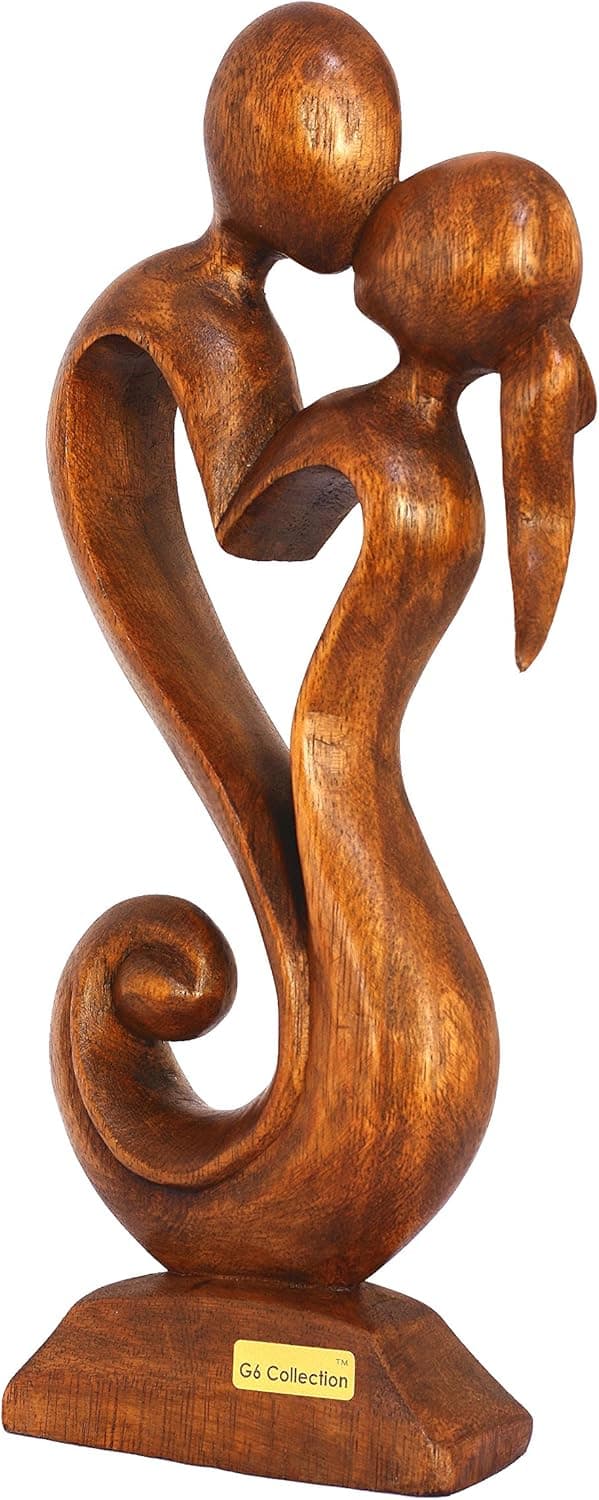 G6 COLLECTION 12" Wooden Handmade Abstract Sculpture Statue Handcrafted - Eternal Love - Gift Art Decorative Home Decor Figurine Accent Decoration Artwork Hand Carved