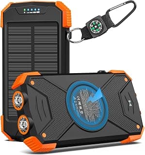 20W USB-C battery pack, battery bank, IPX5 waterproof, 2 flashlights, camping essentials, hiking gear, emergency solar backup BLAVOR Solar Power Bank 10,000mAh Portable Wireless Charger for Cell Phones B07FDXDB3W
