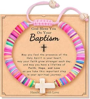 Christening Gifts for Boy Kids Teens,Religious Bracelet Trendy Stuff for Christmas Gift,Confirmation Christening Cross Bracelet Gifts for Girl, Christian Baptism First Communion Jewelry B0F314821Y