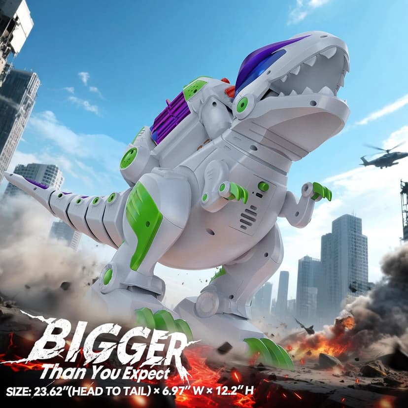Programmable, Walking, Roaring, LED Eyes and Shooting, Interactive Gifts for Boys & Girls Age 3 4 5 6 7 8 Ruko 8809 Dinosaur Toys for Kids, Large Rechargeable RC T-Rex, Green B0FLD5QB87