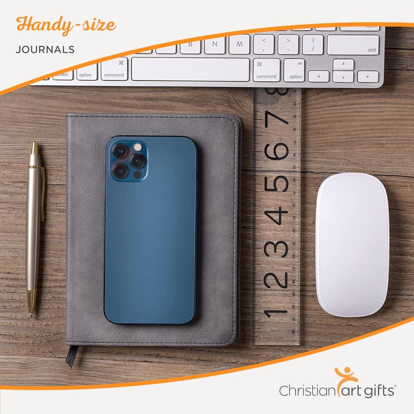 Christian Art Gifts Classic Handy-sized Journal Be Strong and Courageous Joshua 1:9 Bible Verse Inspirational Scripture Notebook w/Ribbon, Faux Leather Flexcover 240 Ruled Pages, 5.7" x 7", Brown