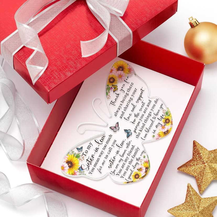 Barydat Sister-in-Law Gifts from Sister for Sister-in-Law Butterfly Friendship Birthday Gift Thank You Gifts for Sister Acrylic Decorative Signs Plaques (to My Sister)