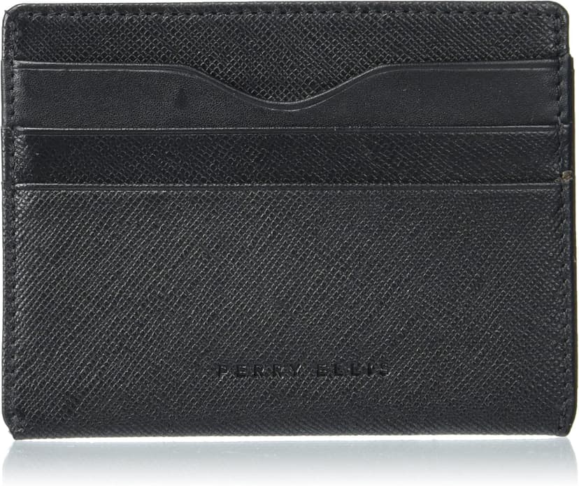 Perry Ellis Portfolio Men's Card Case Id Wallet, Blk, One Size