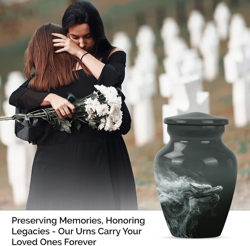 Dragon Urn, 3 Inch - Compact Urns for Human Ashes - Unique Urns - Burial Urns for Ashes - Artistic Urns - Small Decorative Urn - Memorial Urns for Grandparents - Pack of 1, Black B0D8BR9288