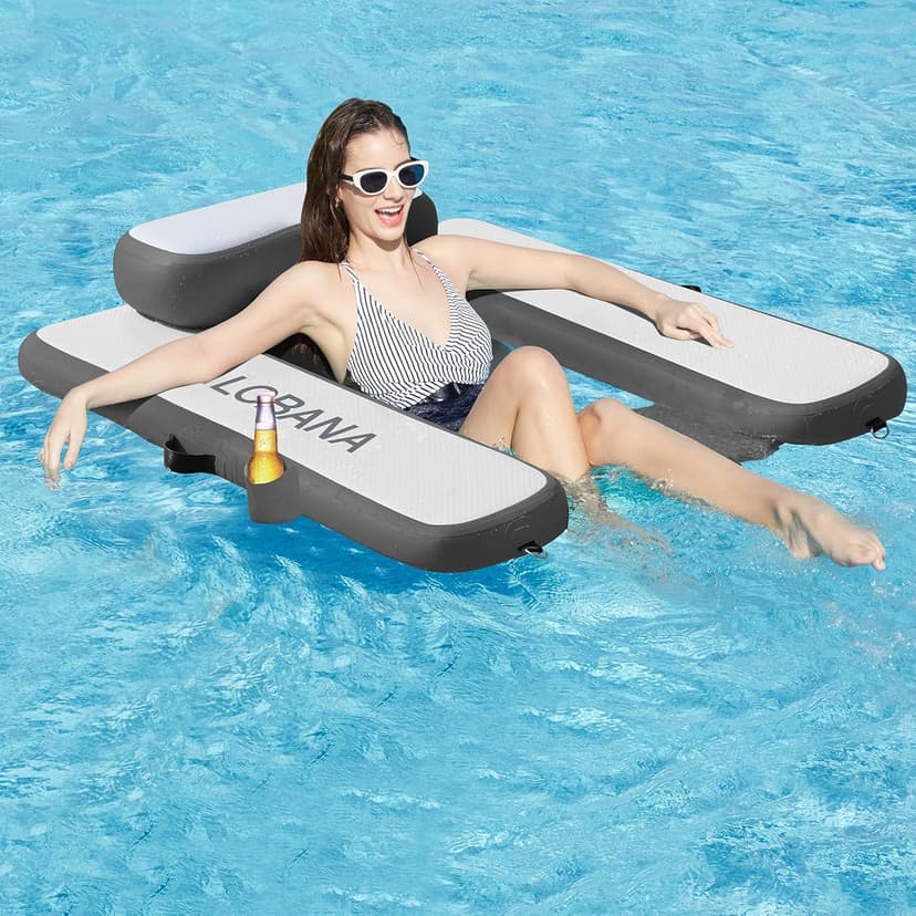 CALOBANA Inflatable Floating Chair, Heavy Duty Pool Floats Adult Lounger, Portable Water Float Chair for Swimming Pool, Lake and Beach