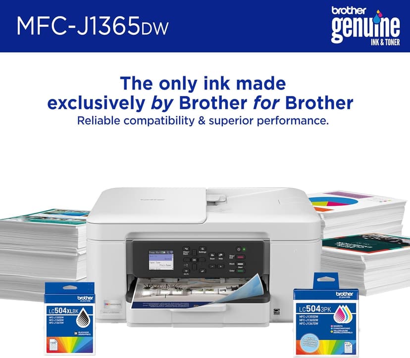 Brother INKvestment 1365 Wireless Color Inkjet All-in-One Printer with Automatic Duplex Printing and 1.8” Color Display | Includes Refresh Subscription Trial(1) (MFC-J1365DW)