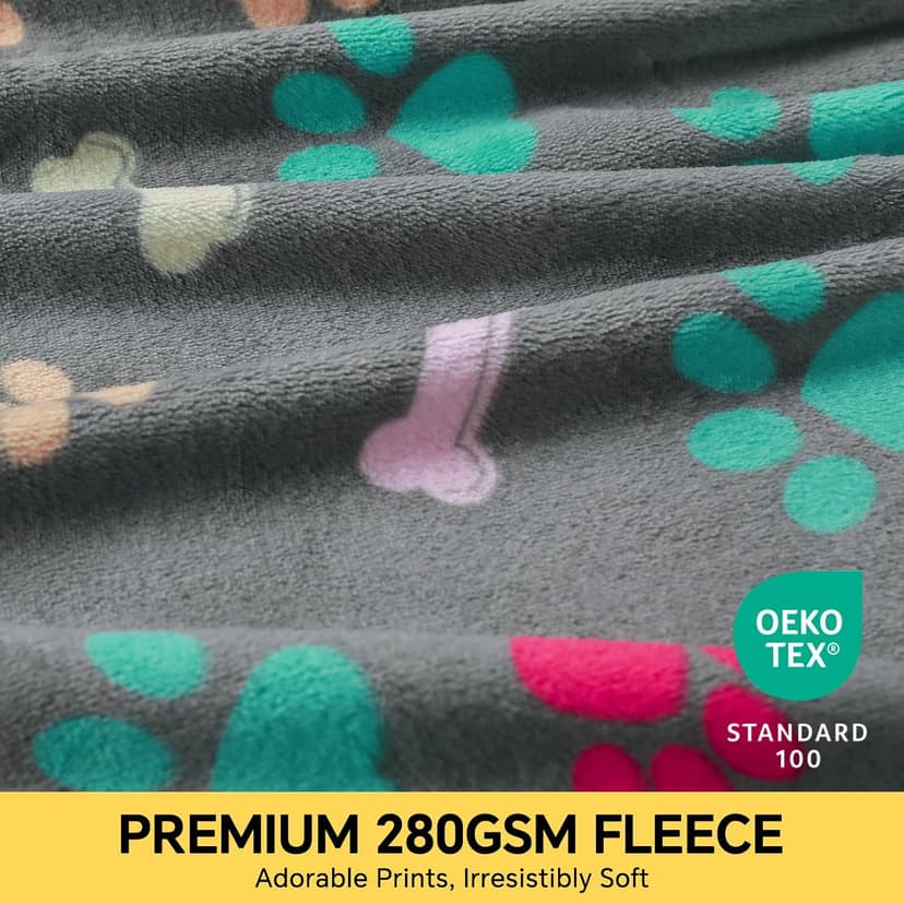 Luciphia 1 Pack 3 Blankets Fluffy Premium Fleece Pet Blanket Flannel Paw Printed Throw for Dog Cat(Small 23x16'', Grey/Brown/Blue) B09PFN1KR8