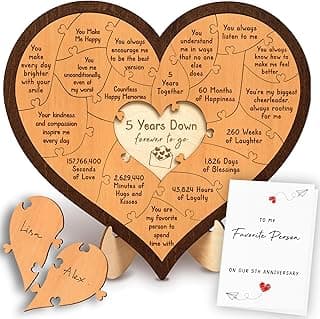 5 Year Anniversary Wood Gifts For Him Her - 5th Anniversary Marriage Gifts For Wife Husband, Wooden Wedding Gift For For Fifth Anniversary