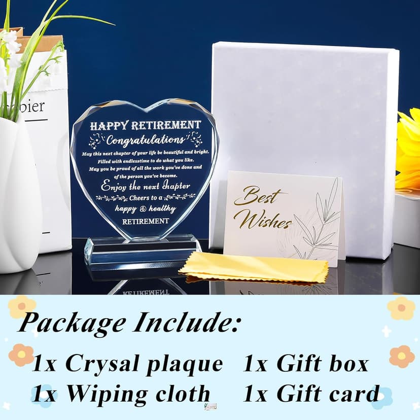 Retirement Gift for Women Men Crystal Best Retirement Gifts Keepsake Meaningful Farewell Gifts for Friends Leaving Gifts Plaque for Women Crystal Happy Retirement Gifts for Doctor Nurses Teacher