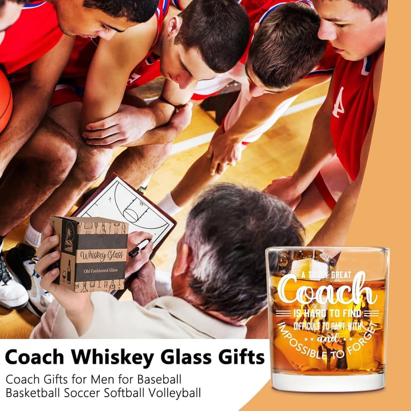 Futtumy Great Coach Whiskey Glass, Coach Gifts for Men, Basketball Coach Gifts, Baseball Soccer Softball Volleyball Gift for Graduation Competition Christmas Birthday