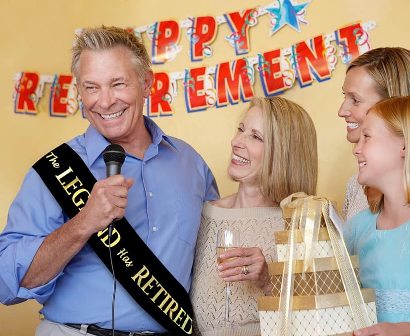 The Legend Has Retired Sash – Elegant Black and Gold Foil Legendary Sash for Both Women and Men & a Large Gold Safety Pin. Perfect for Retirement Parties