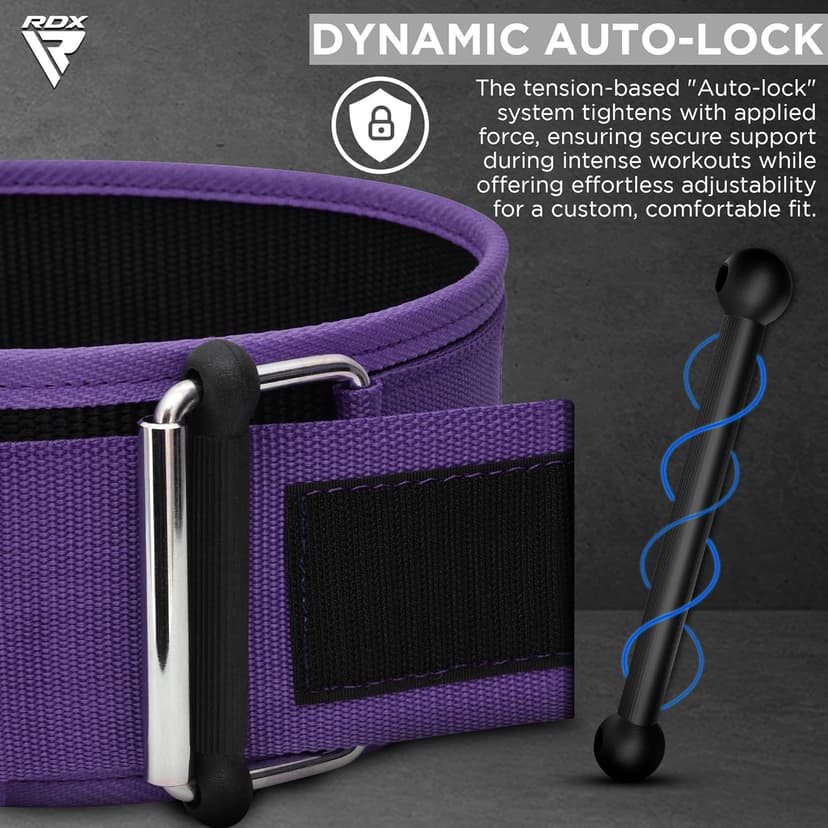 RDX Weight Lifting Belt - AUTO LOCK 4” Premium Adjustable Gym Belt for Olympic Cross Training - Support for Men Women Functional Fitness Workout - WOD Powerlifting Bodybuilding Weightlifting Deadlift