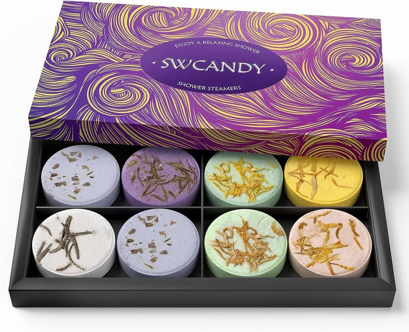 Shower Steamers Aromatherapy Birthday Gifts for Women - SWCANDY 8 Pcs Stocking Stuffers White Elephant Gifts for Adults Mom Men Teen Self Care with Natural Essential Oils Relaxation Home SPA Christmas
