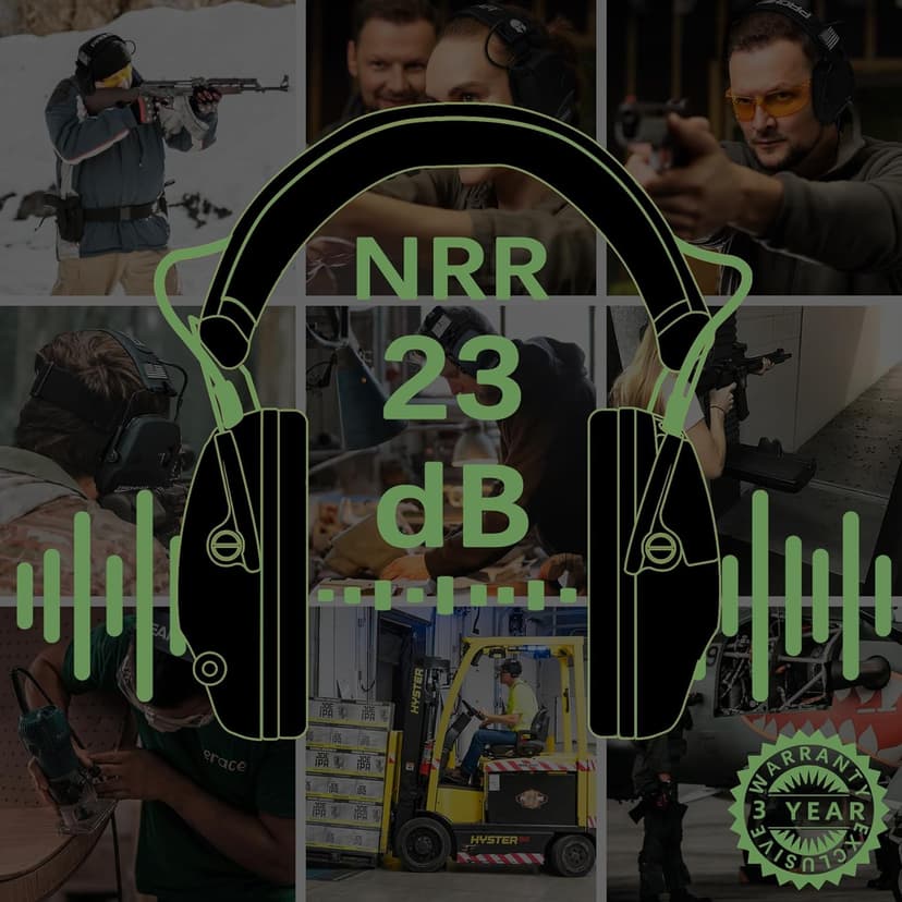 PROHEAR Electronic Ear Protection for Shooting with 4X Sound Amplification, Gun Range Hearing Protection Muffs, NRR 23dB Noise Reduction Headphones for Hunting, Green