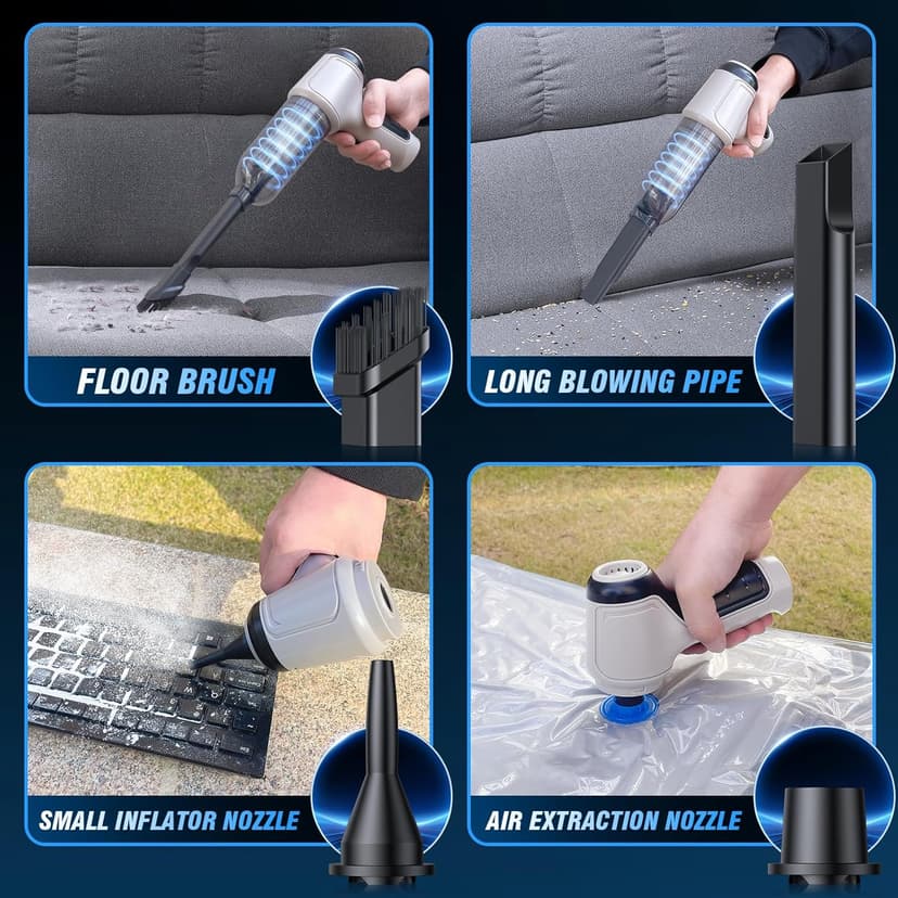 IHE Car Vacuum Cleaner, 15000Pa Handheld Cordless Rechargeable Wet & Dry Vacuum, 120W High Power for Car, Pet, Home, Office Cleaning, Washable HEPA Filter, Multi-Nozzles