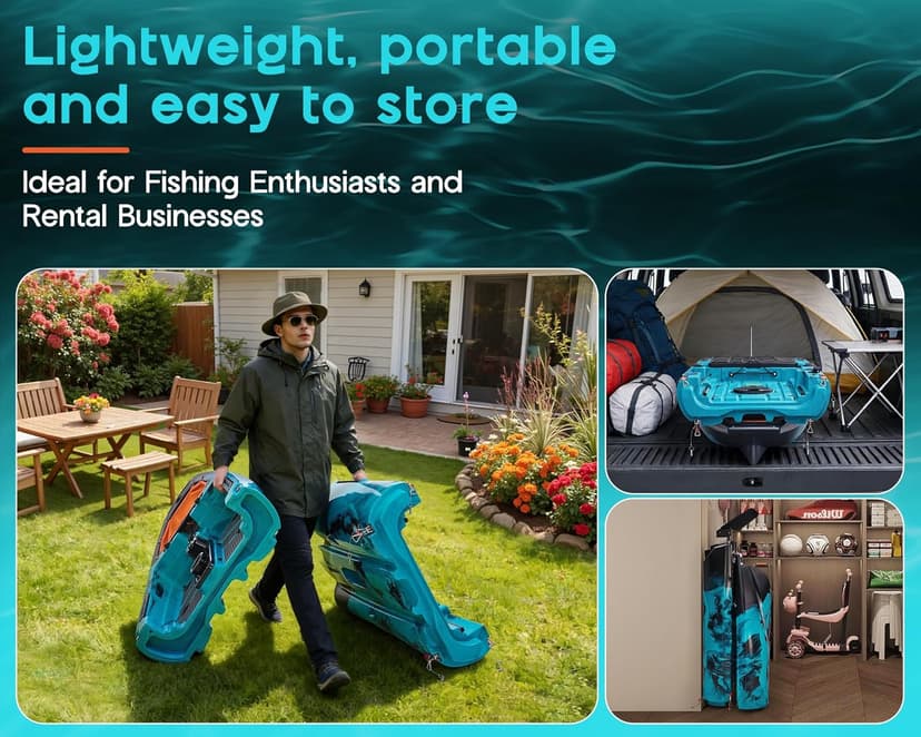 Albott Modular Fishing Kayak with Drive System & Durable HDPE, Customizable Lightweight Sit-on-Top Kayak for Youth & Adult, Perfect for Leisure & Commercial Use, 420lbs Capacity