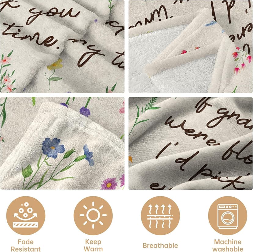 Best Gifts for Grandma from Grandkids, Grandmother Gift on Grandparents Day, Christmas, Soft Throw Blankets 50'' x 60'' Grandma Gifts, Floral Blanket for Grandma Birthday Gift B0GBT218BS