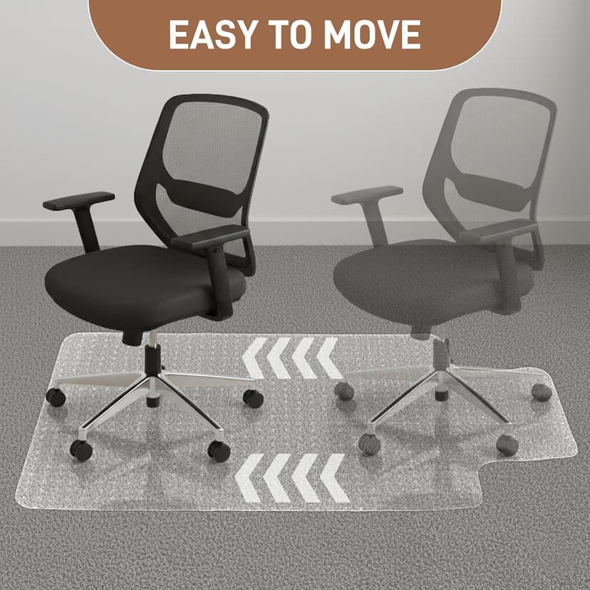 Winado Office Chair Mat, 36"x48" Non-Slip Under Computer Desk Chair Carpet Floor Protector, Heavy Duty Clear Plastic Chair Mats for Rolling Gaming and Work Chairs (Carpet 90 * 120 * 0.2cm with Lip)