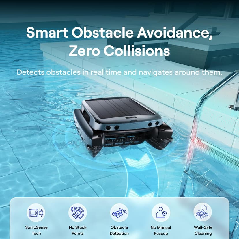 Beatbot iSkim Cordless Robotic Pool Skimmer with 9L Filter Basket, 24/7 Cleaning Solar Powered, 10000mAh Battery, 28-Hour Runtime, Auto Return, Smart Obstacle Avoidance, APP Control -Navy Blue