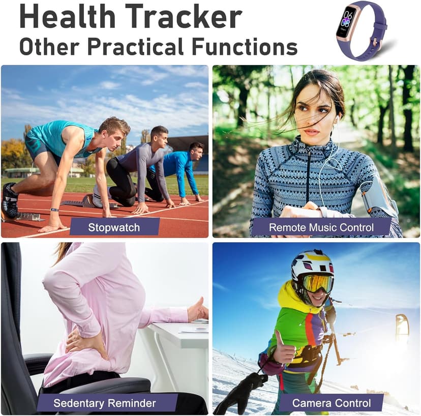 Fitness Tracker with Step Counter/Calories/Stopwatch, Activity Tracker, Health Tracker with Heart Rate Monitor, Sleep Tracker,1.10''AMOLED Touch Color Screen, Pedometer Watch for Women Men