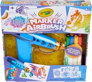 Arts & Crafts Toys for Kids, Birthday, Holiday Gifts for Girls & Boys 6+, Battery-Powered Sprayer Kids Activities Crayola Marker Airbrush Spray Art Kit, 8 Washable Markers, 5 Stencils B0DTB2N2D9