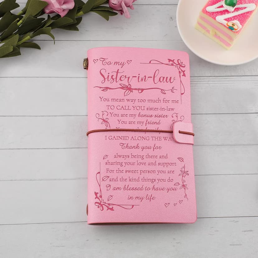 PRSTENLY Sister In Law Gifts Leather Journal, 140 Page Refillable Journal Christmas Graduation Birthday Mothers Day Gifts for Sister In Law