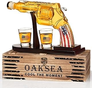 Gifts for Men Dad, Unique Christmas Anniversary Birthday Gift for Him Husband, 9 Oz Whiskey Decanter Set with 2 Oz Shot Glasses, Cool Persinalized Presents liquor dispenser for Home Bar