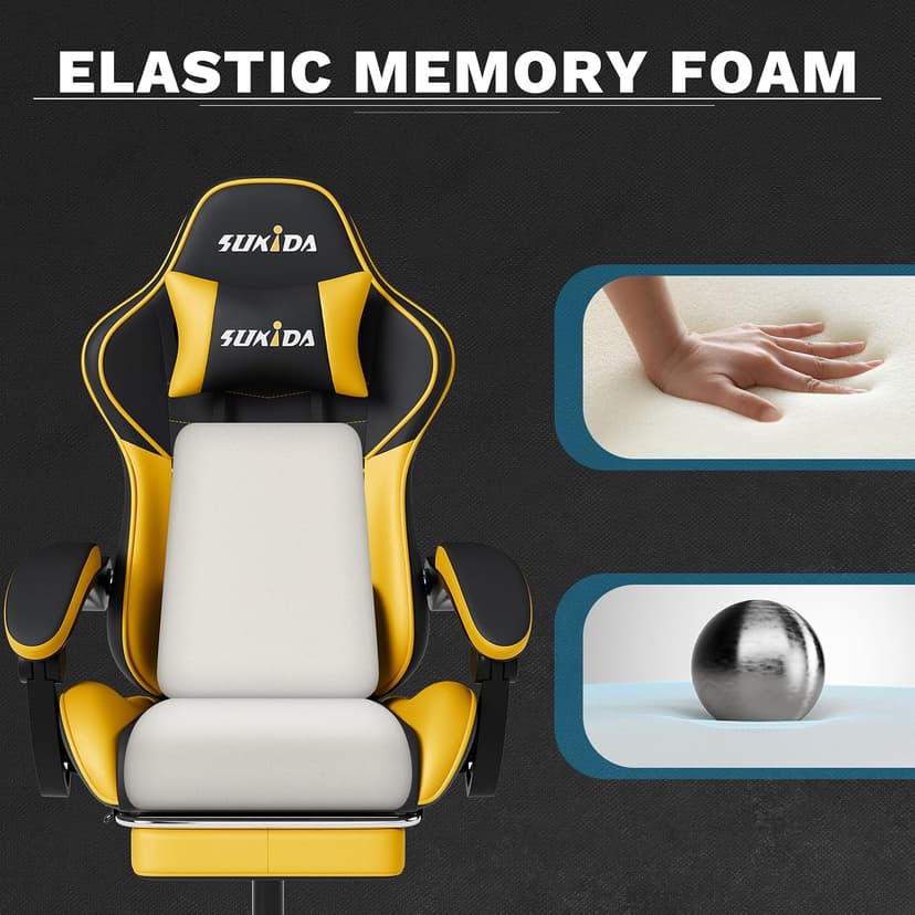 Ergonomic Video Gamer Chairs Gaming Computer Chair Gamer Chairs for Adults Massage Lumbar Support Swivel Height Adjustable Headrest Backrest
