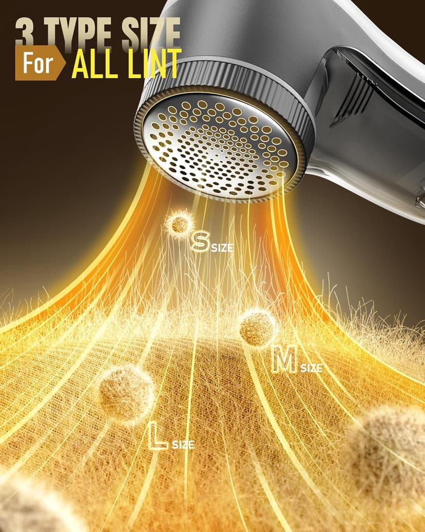 POPCHOSE Fabric Shaver, Lint Remover for Clothes, Battery Operated Lint Shaver with 6-Leaf Blades, Sweater Shavers to Remove Pilling for Clothing, Couch, Furniture, Fuzz, Lint Ball, Pillings