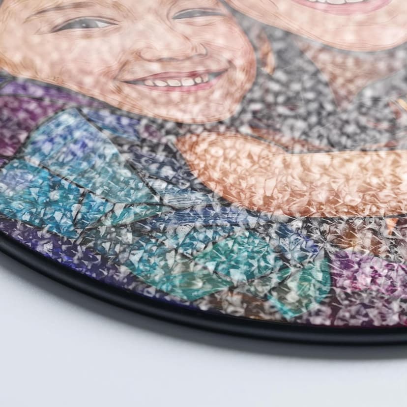 LOVELYPOD Personalized Grandma Stained Glass Sun Catcher, Photo Family Portrait Faux Window Hanging Ornament, Custom Photo Gift, Grandma Gifts, for Mom, Christmas Ornament