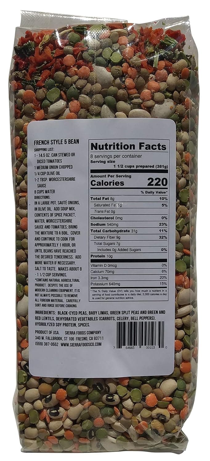 Sierra Soups Healthy, Hearty, All Natural and Gluten Free Soups - 3 Pack Assortment: Fresno Fog Split Pea, French Style 5 Bean & Mama Sorrenti’s Minestrone. Includes Soup Spoon