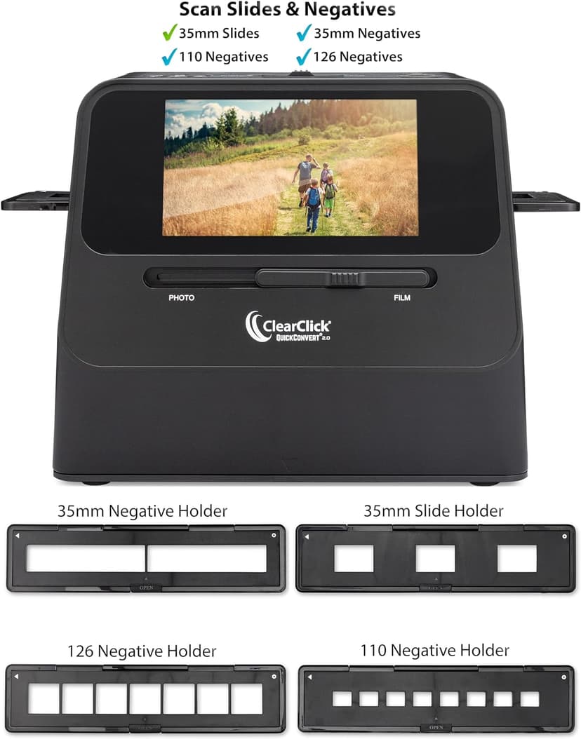 ClearClick QuickConvert 2.0 Photo, Slide, and Negative Scanner - Scan 4x6 Photos & 35mm, 110, 126 Film - No Computer Required - 22 MegaPixels