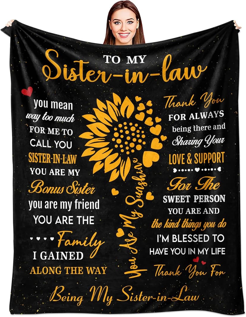 Sister in Law Christmas Birthday Gifts, Xmas Best Future Sister in Law Gifts Ideas for Women Present Throw Blanket 50"X 60" for Mothers Day